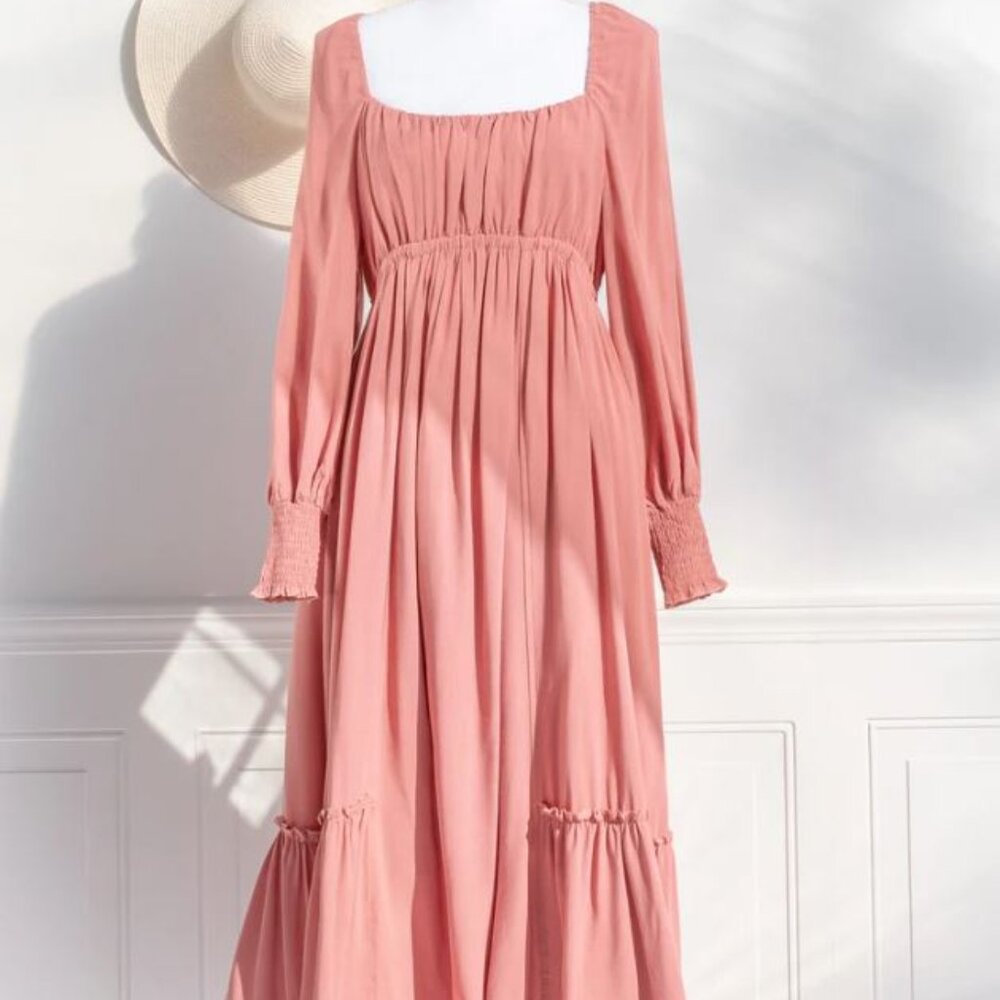 IN LOOM Women Dusty Rose Cottagecore Rosings Park Maxi Dress
